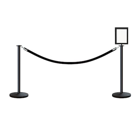 Stanchion Post And Rope Kit Black, 2FlatTop 1Blk Rope 8.5x11V Sign